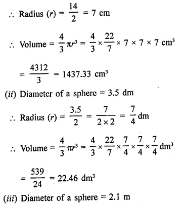 RD Sharma Class 9 Solutions Chapter 21 Surface Areas and Volume of a Sphere Ex 21.2 2.1