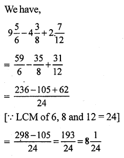RS Aggarwal Class 7 Solutions Chapter 2 Fractions CCE Test Paper 2
