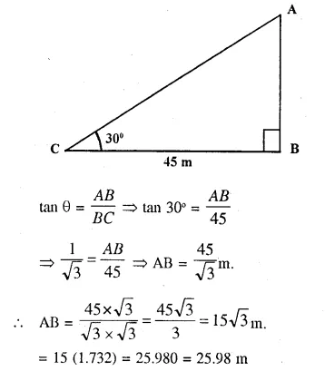 Selina Concise Mathematics Class 10 ICSE Solutions Chapter 22 Heights and Distances Ex 22A Q9.1