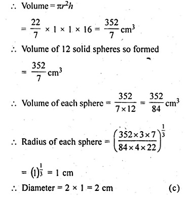 ML Aggarwal Class 10 Solutions for ICSE Maths Chapter 17 Mensuration MCQS Q30.1