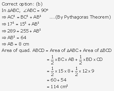 RS Aggarwal Solutions Class 10 Chapter 17 Perimeter and Areas of Plane Figures Test Yourself 1