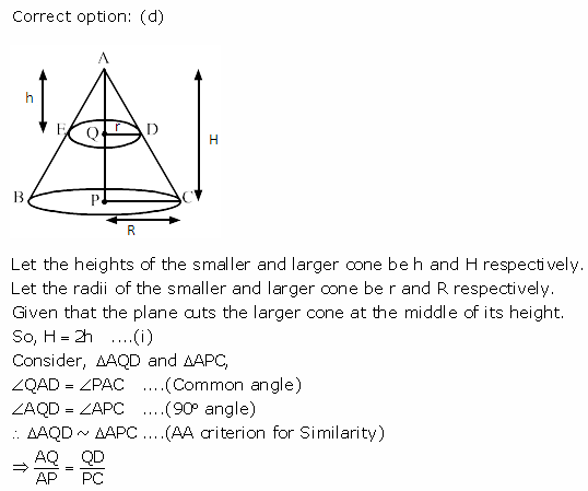 RS Aggarwal Solutions Class 10 Chapter 19 Volume and Surface Areas of Solids MCQ 11
