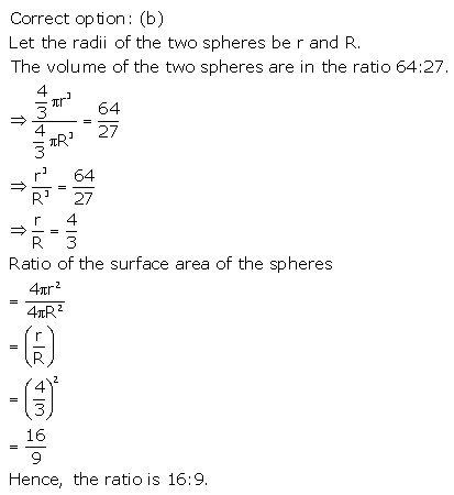 RS Aggarwal Solutions Class 10 Chapter 19 Volume and Surface Areas of Solids MCQ 21