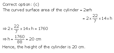 RS Aggarwal Solutions Class 10 Chapter 19 Volume and Surface Areas of Solids MCQ 42