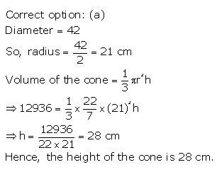 RS Aggarwal Solutions Class 10 Chapter 19 Volume and Surface Areas of Solids MCQ 49