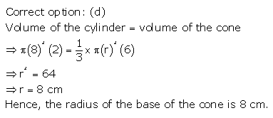 RS Aggarwal Solutions Class 10 Chapter 19 Volume and Surface Areas of Solids MCQ 53