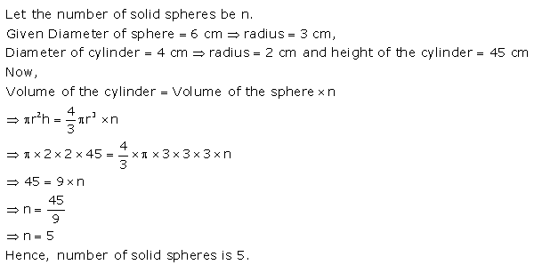 RS Aggarwal Solutions Class 10 Chapter 19 Volume and Surface Areas of Solids Test Yourself 1
