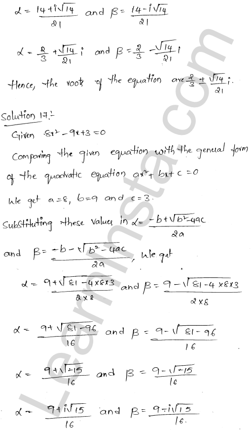 RD Sharma Class 11 Solutions Chapter 14 Quadratic Equations Ex 14.1 1.13