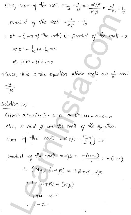 RD Sharma Class 11 Solutions Chapter 14 Quadratic Equations VSAQ 1.7