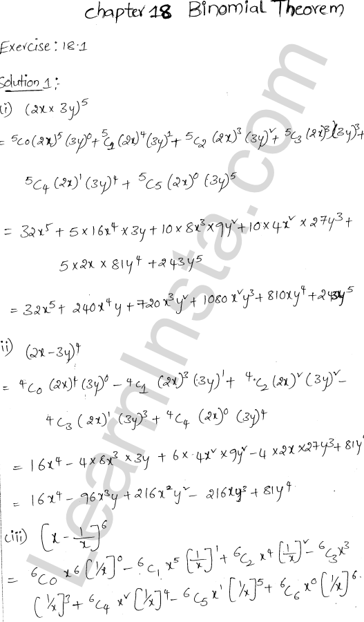 RD Sharma Class 11 Solutions Chapter 18 Binomial Theorem Ex 18.1 1.1