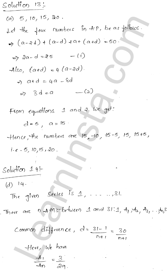 RD Sharma Class 11 Solutions Chapter 19 Arithmetic Progressions MCQ 1.10