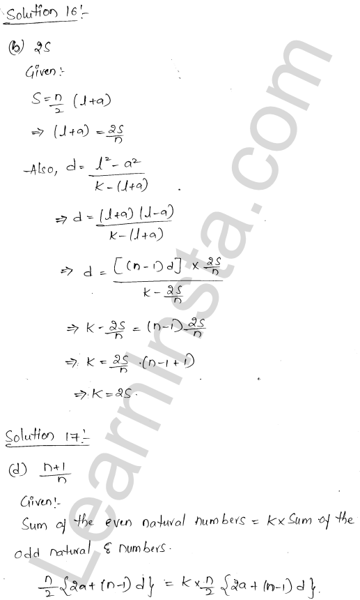 RD Sharma Class 11 Solutions Chapter 19 Arithmetic Progressions MCQ 1.12
