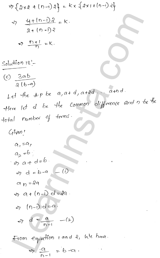 RD Sharma Class 11 Solutions Chapter 19 Arithmetic Progressions MCQ 1.13