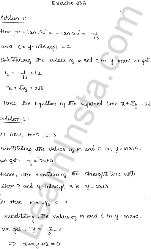 RD Sharma Class 11 Solutions Chapter 23 The Straight Lines Ex 23.3 1.1