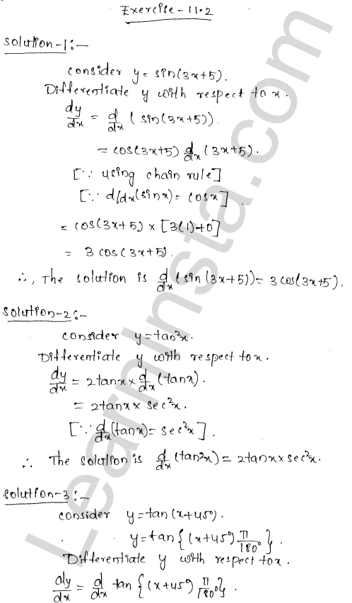 RD Sharma Class 12 Solutions Chapter 11 Differentiation Ex 11.2 1.1