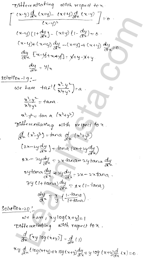 RD Sharma Class 12 Solutions Chapter 11 Differentiation Ex 11.4 1.10