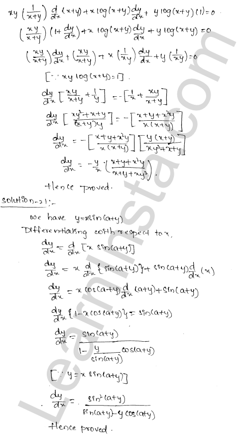 RD Sharma Class 12 Solutions Chapter 11 Differentiation Ex 11.4 1.11
