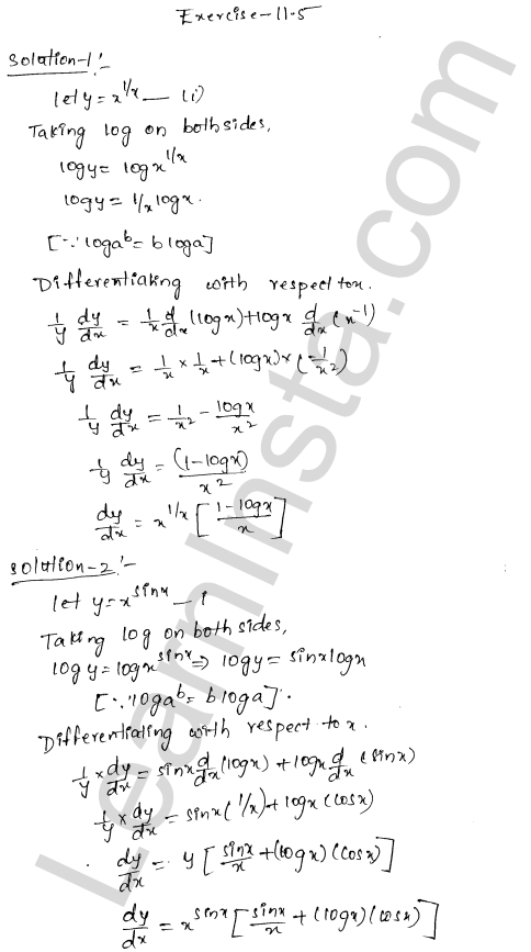 RD Sharma Class 12 Solutions Chapter 11 Differentiation Ex 11.5 1.1