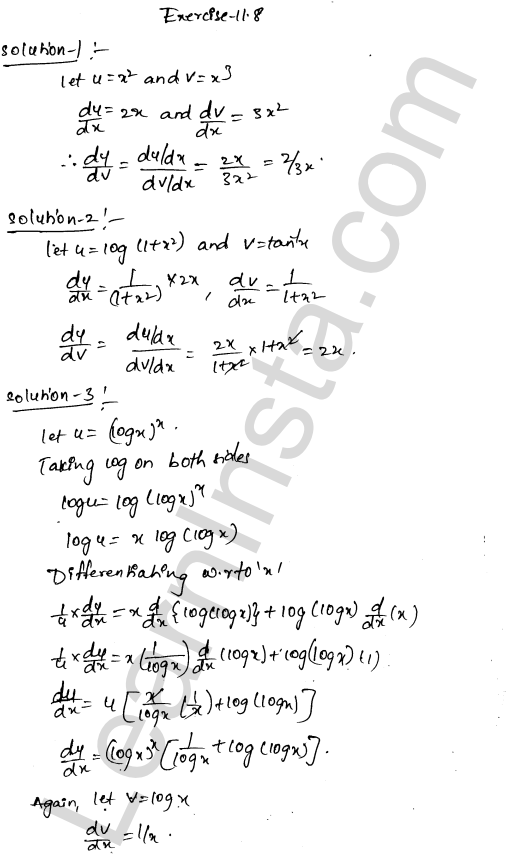 RD Sharma Class 12 Solutions Chapter 11 Differentiation Ex 11.8 1.1