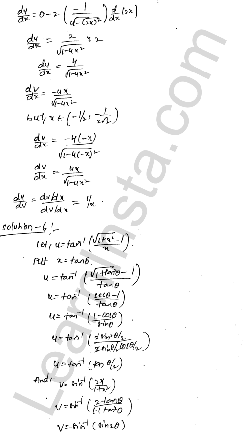 RD Sharma Class 12 Solutions Chapter 11 Differentiation Ex 11.8 1.6