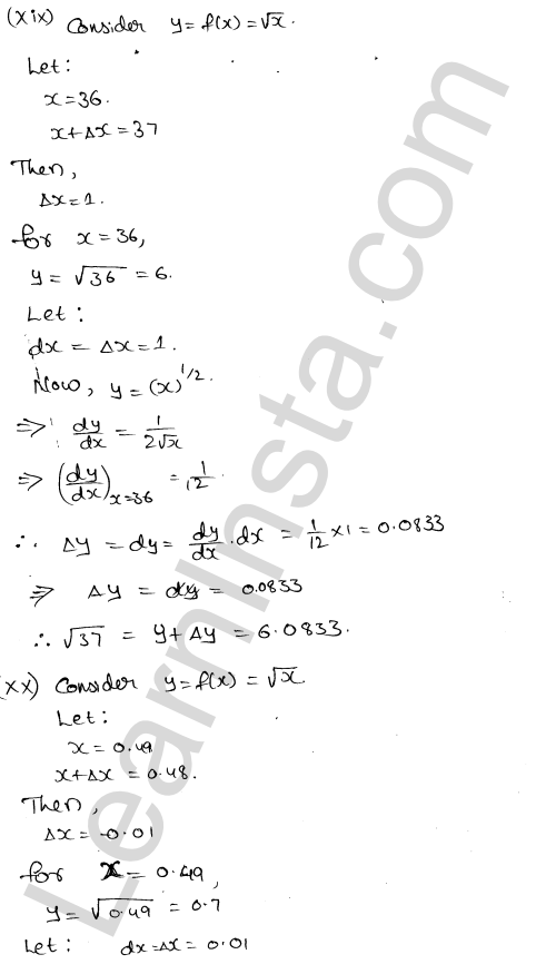RD Sharma Class 12 Solutions Chapter 14 Differentials Errors and Approximations Ex 14.1 1.22