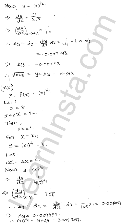 RD Sharma Class 12 Solutions Chapter 14 Differentials Errors and Approximations Ex 14.1 1.23