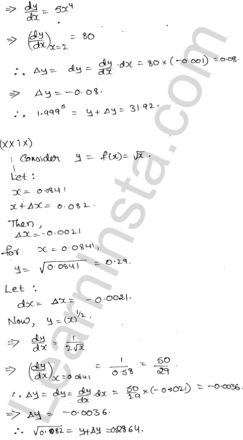 RD Sharma Class 12 Solutions Chapter 14 Differentials Errors and Approximations Ex 14.1 1.29