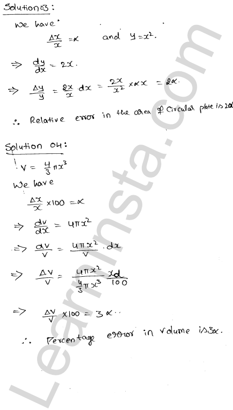 RD Sharma Class 12 Solutions Chapter 14 Differentials Errors and Approximations VSAQ 1.2