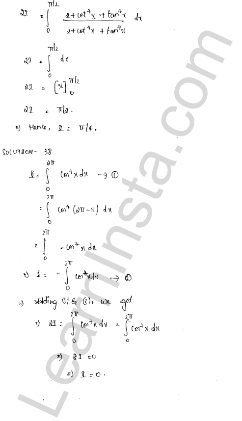 RD Sharma Class 12 Solutions Chapter 20 Definite Integrals Revision Exercise 1.27