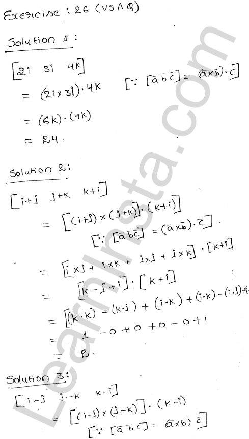 RD Sharma Class 12 Solutions Chapter 26 Scalar Triple Product VSAQ 1.1
