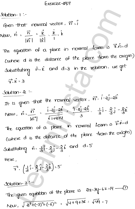 RD Sharma Class 12 Solutions Chapter 29 The plane Ex 29.4 1.1