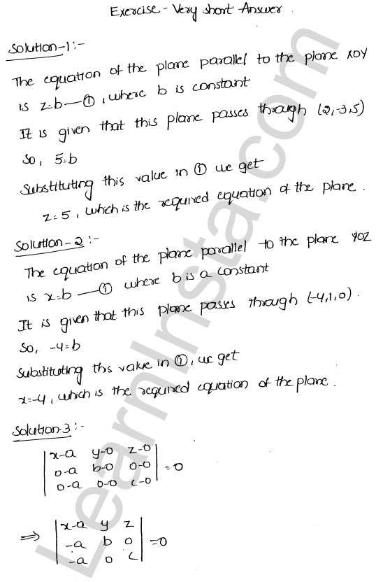 RD Sharma Class 12 Solutions Chapter 29 The plane VSAQ 1.1