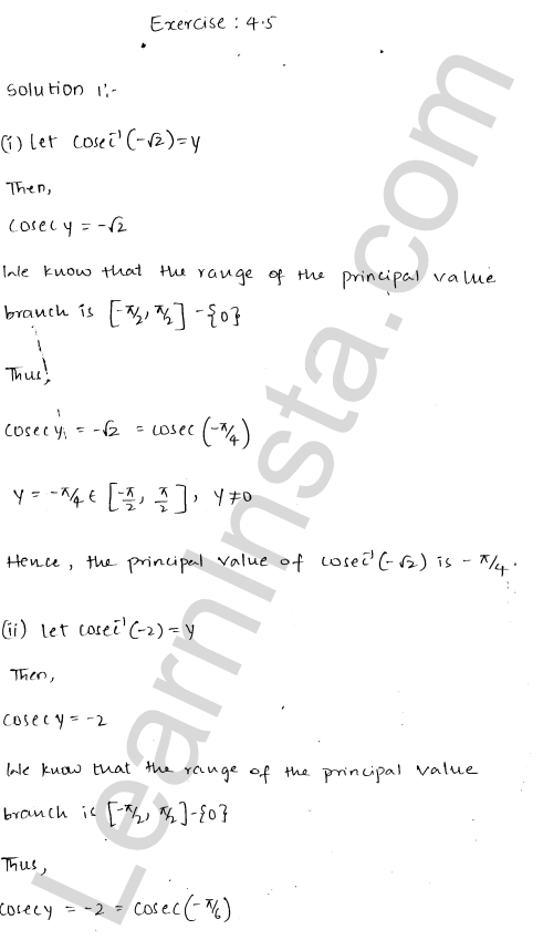 RD Sharma Class 12 Solutions Chapter 4 Inverse Trigonometric Functions Ex 4.5 1.1