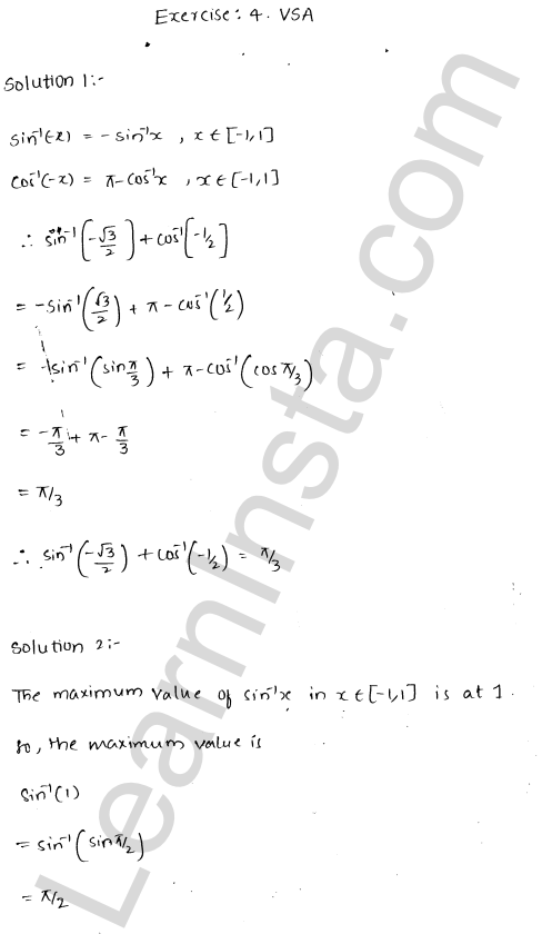 RD Sharma Class 12 Solutions Chapter 4 Inverse Trigonometric Functions VSAQ 1.1