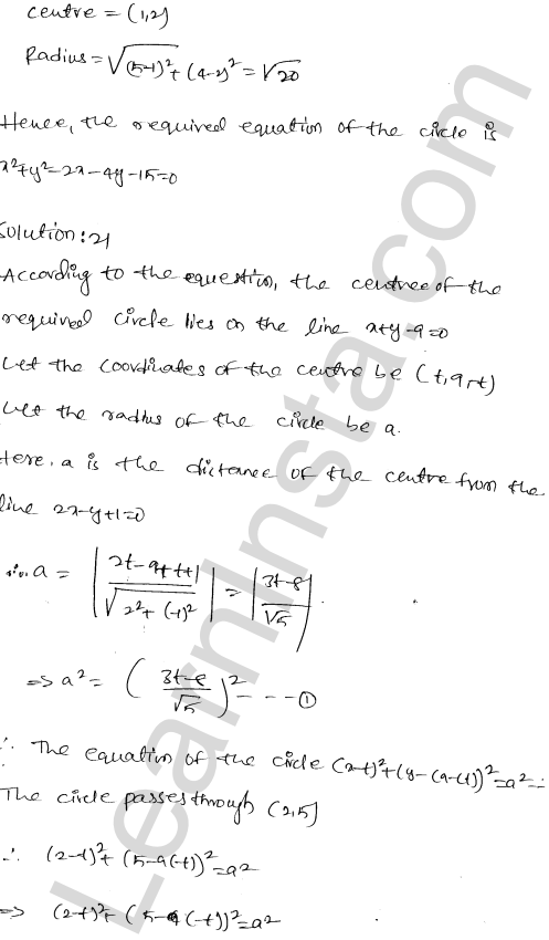 RD Sharma Class 11 Solutions Chapter 24 The Circle Ex 24.1 1.20