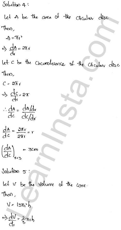 RD Sharma Class 12 Solutions Chapter 13 Derivative as a Rate Measurer Ex 13.1 1.3