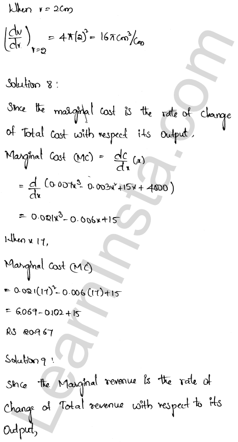 RD Sharma Class 12 Solutions Chapter 13 Derivative as a Rate Measurer Ex 13.1 1.5