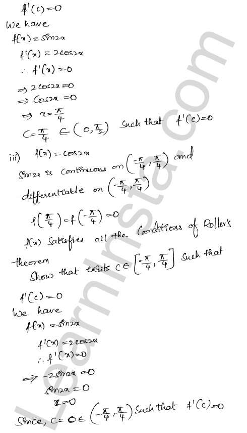 RD Sharma Class 12 Solutions Chapter 15 Mean Value Theorems Ex 15.1 1.10
