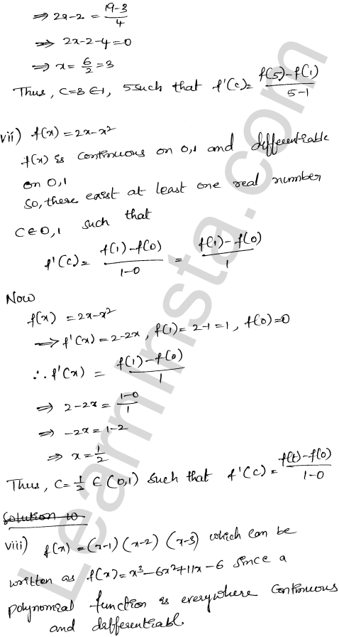 RD Sharma Class 12 Solutions Chapter 15 Mean Value Theorems Ex 15.2 1.6