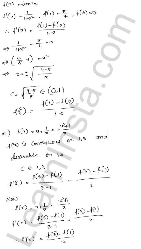 RD Sharma Class 12 Solutions Chapter 15 Mean Value Theorems Ex 15.2 1.9