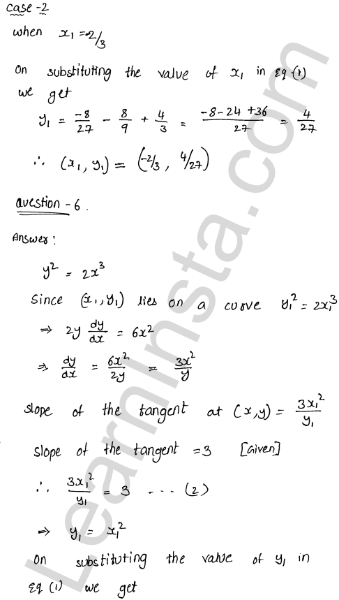 RD Sharma Class 12 Solutions Chapter 16 Tangents and Normals Ex 16.1 1.11
