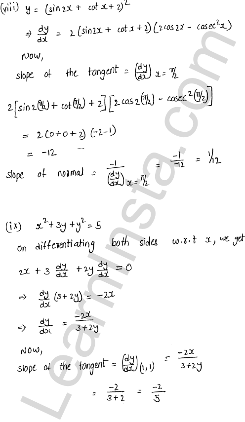 RD Sharma Class 12 Solutions Chapter 16 Tangents and Normals Ex 16.1 1.5