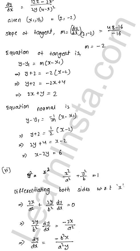 RD Sharma Class 12 Solutions Chapter 16 Tangents and Normals Ex 16.2 1.6