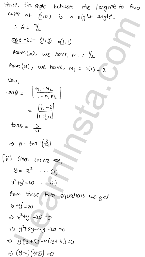 RD Sharma Class 12 Solutions Chapter 16 Tangents and Normals Ex 16.3 1.2