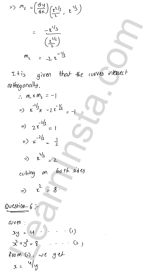 RD Sharma Class 12 Solutions Chapter 16 Tangents and Normals Ex 16.3 1.25