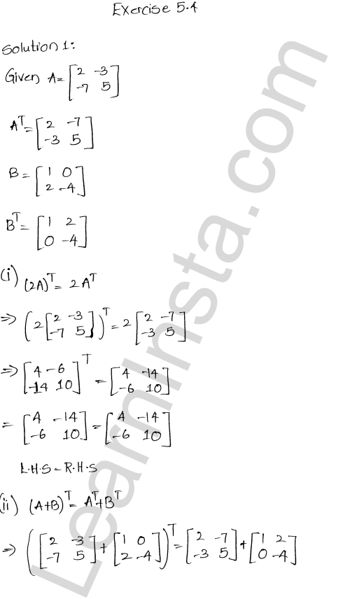 RD Sharma Class 12 Solutions Chapter 5 Algebra of Matrices Ex 5.4 1.1