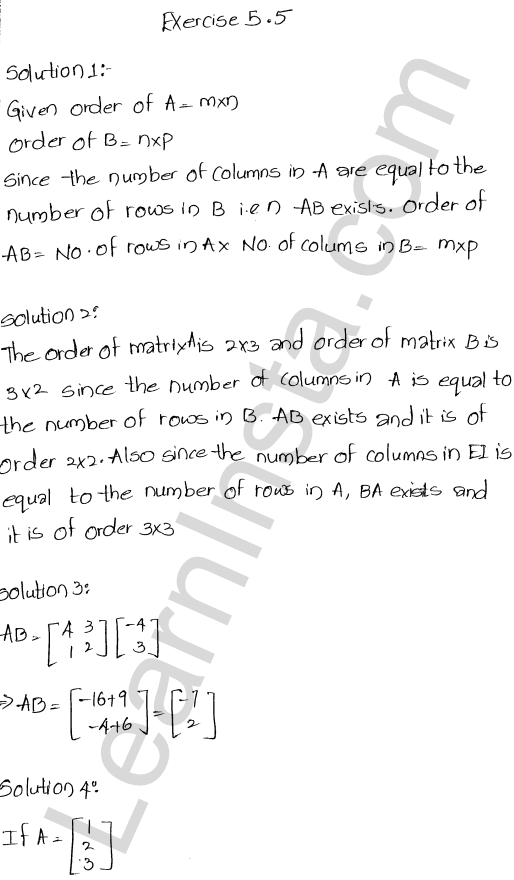 RD Sharma Class 12 Solutions Chapter 5 Algebra of Matrices Ex 5.5 1.1