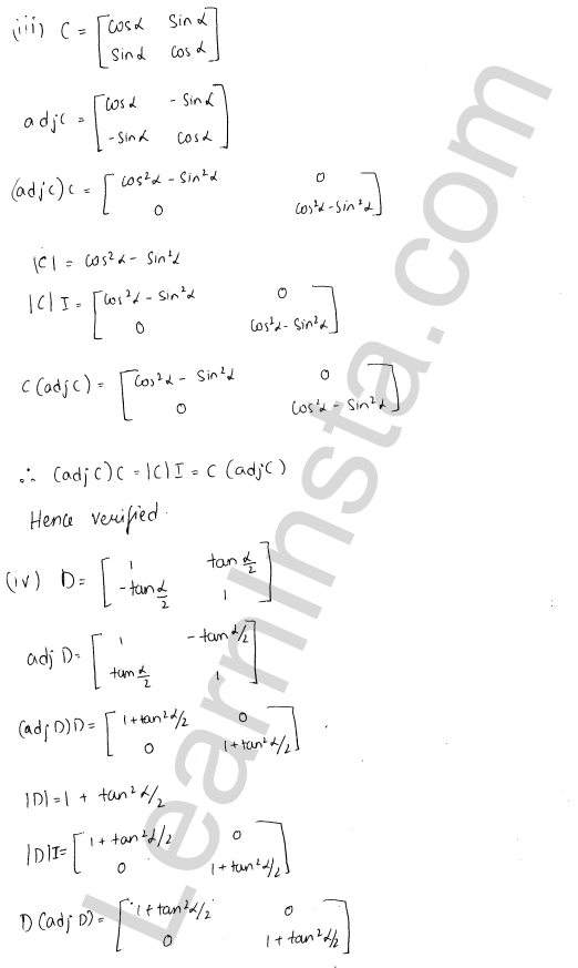 RD Sharma Class 12 Solutions Chapter 7 Adjoint and Inverse of a Matrix Ex 7.1 1.2