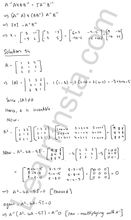RD Sharma Class 12 Solutions Chapter 7 Adjoint and Inverse of a Matrix Ex 7.1 1.44