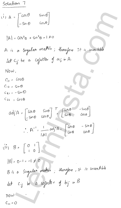 RD Sharma Class 12 Solutions Chapter 7 Adjoint and Inverse of a Matrix Ex 7.1 1.9